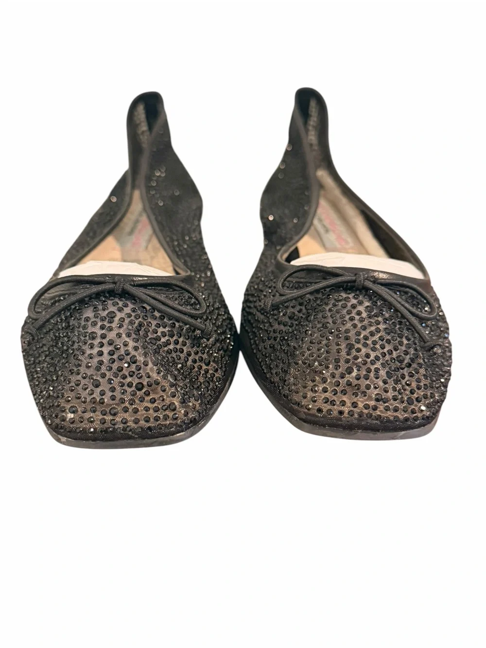 Kristin Cavallari Chinese Laundry Black Rhinestone Mesh Ballet Flats 7.5